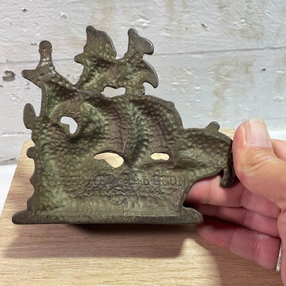 Vintage Connecticut Foundry Pirate Galleon Cast Iron Painted Bookends Pirates - Picture 5 of 15